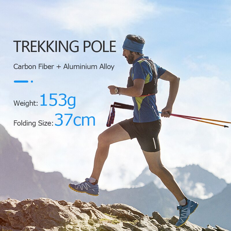 2PCS AONIJIE Light Weight Folding Collapsible Quick Lock Trekking Cane Pole Hiking Pole Clamp Trail Walking Stick Carbon Fiber