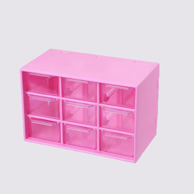 Bureau-organizer, compacte, draagbare opbergdoos met meerdere vakken, stofbestendige bureau-lade-organizer voor studiekamer of slaapkamer: Rood