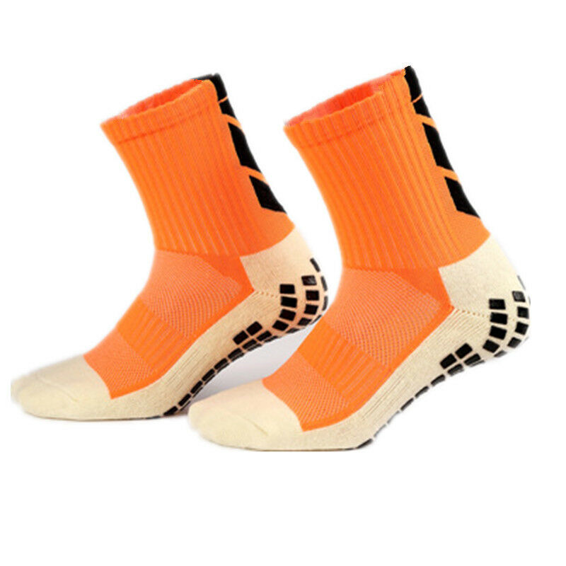 9 farver fodboldstrømper skridsikre fodboldstrømper herre sportsstrømper gode bomulds calcetines samme type som trusox: Orange