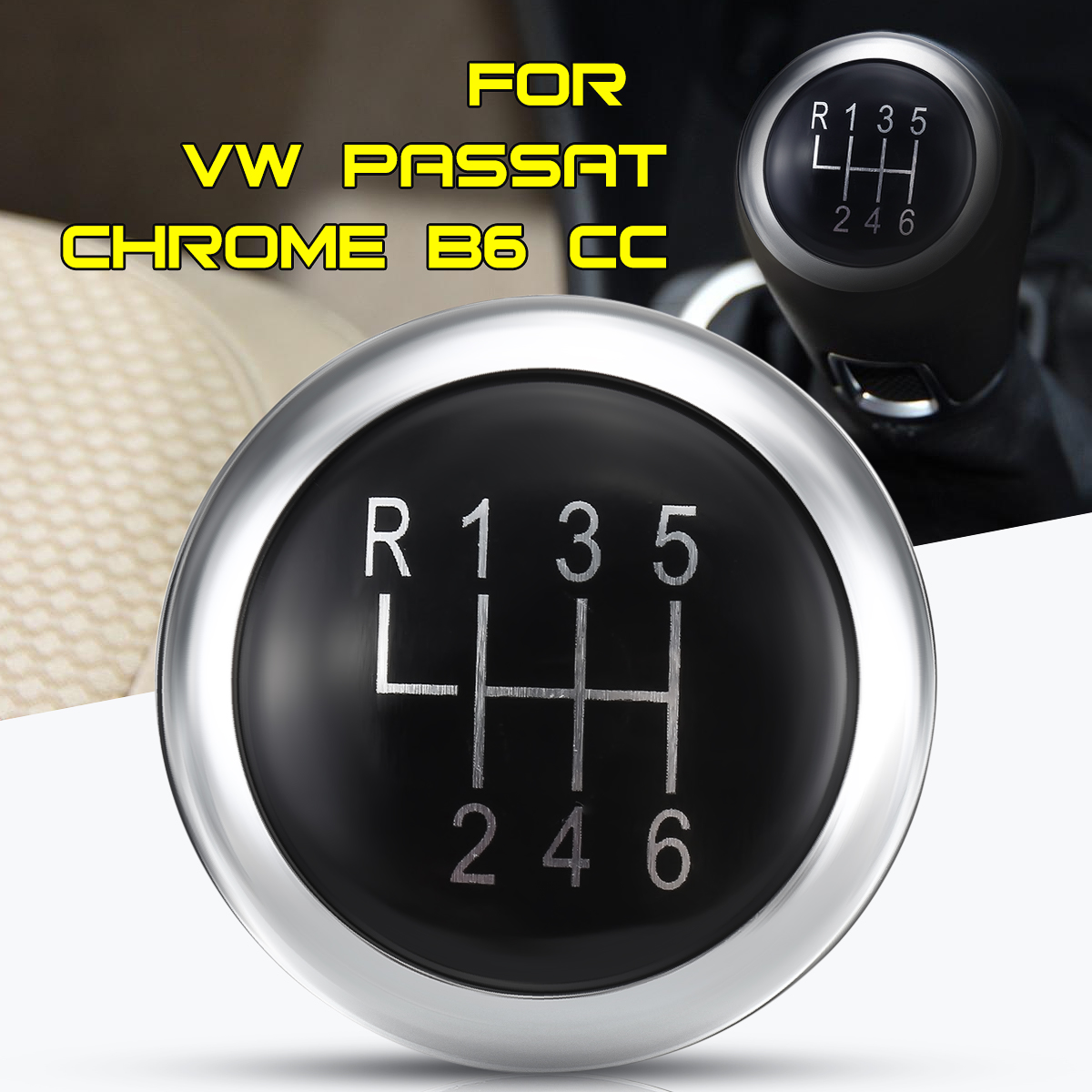 1 st 6 Speed Auto Pookknop Cap Chrome Badge Emblem Trim Voor VW Passat B6 B7 CC