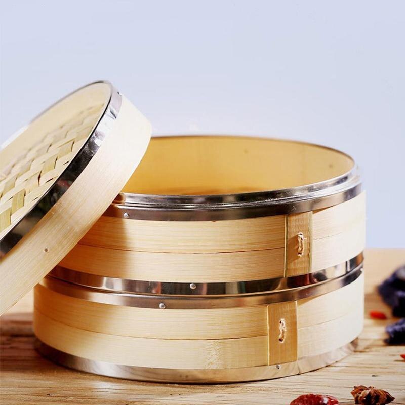 Bamboe Stoomboot Gestoomde Broodjes Gestoomde Broodjes Bamboe Stoomboot Bamboe Stoomboot Staal Bovenste En Onderste Randen