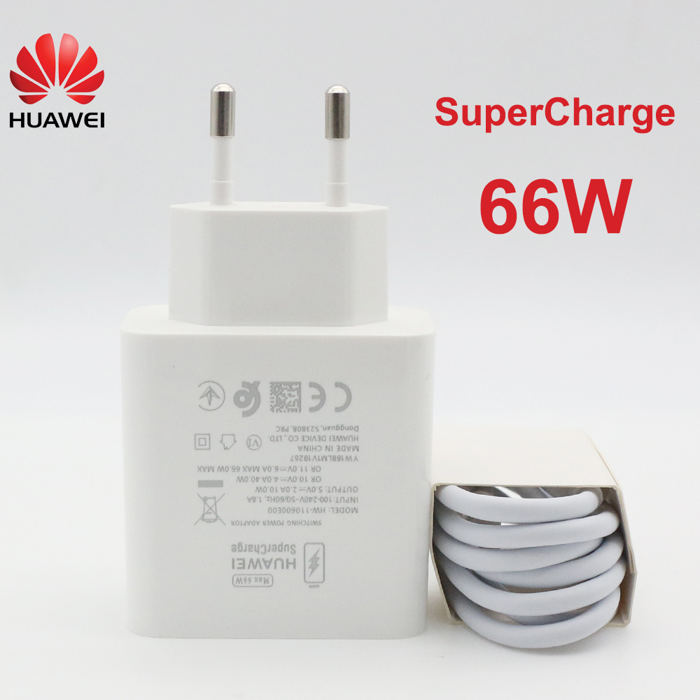 Original HUAWEI 66W Super Charge Quick USB Wall Charger Travel Charge 6A Type C Cable for Mate 50 40 30 P40 Pro Nova8 P 60 50 40