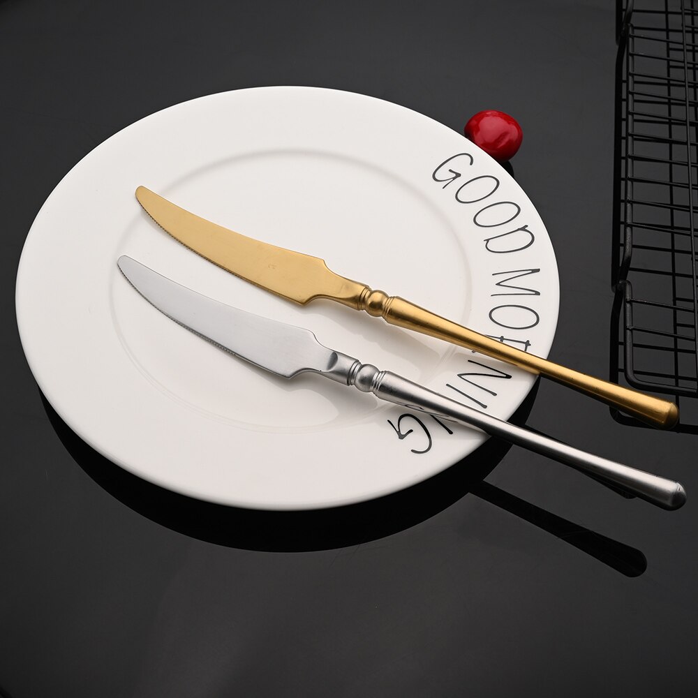 4/5 Pcs Royal Luxury 304 Stainless Steel Western Dinnerware Mate Silver Flatware Cutlery Tableware for Kitchen Hotel