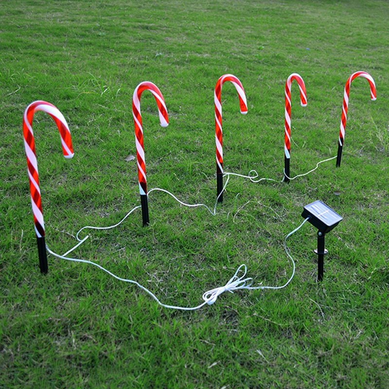 1/2/4/5 stücke Solar Power Weihnachten Candy Cane Lichter Solar Lichter Im Freien Warme Solar Rasen Lampe LED garten Pathway Yard Rasen Licht: E