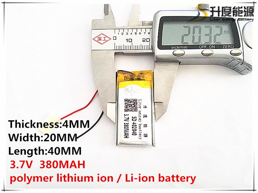 3.7V 380mAh 402040 Lithium Polymer Li-Po li ion Rechargeable Battery cells For Mp3 MP4 MP5 GPS PSP mobile bluetooth