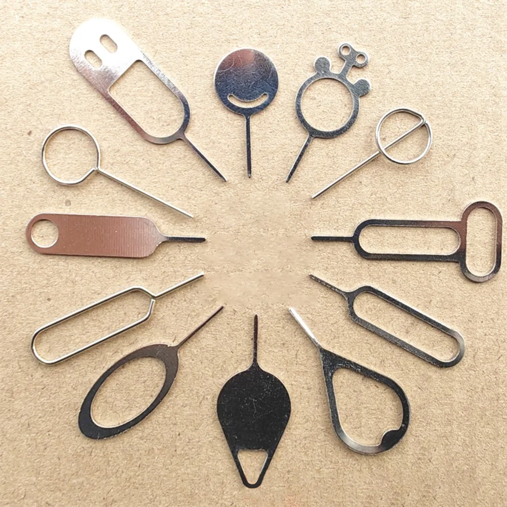 20pcs Universal Sim Card Stainless Steel Needle Tray Removal Eject Pin Key Tool Opener Ejector Mobile Phone Sim Card Remover Pin