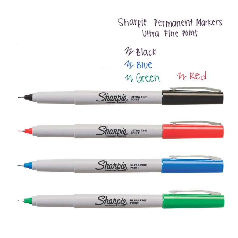 Sharpie 37002 Permanente Marker Ultra Fijne Punt Olie Waterdicht Inkt Zwart Blauwe Verf Marker Pen Sharpies Markers Pennen