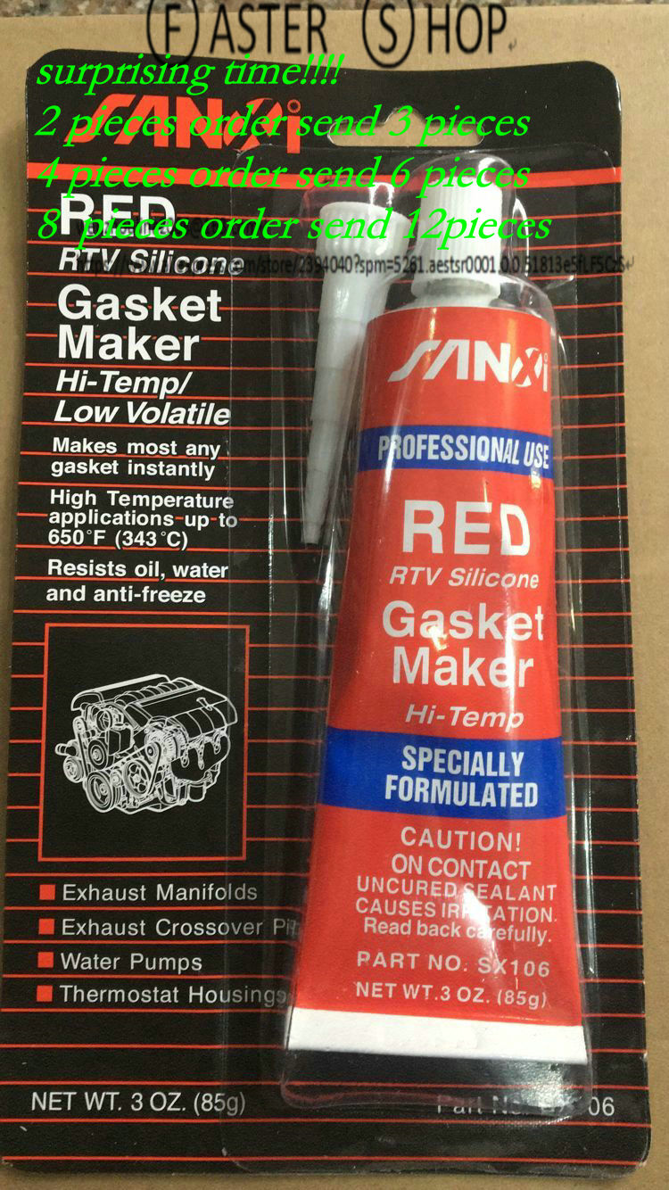 Rød rtv silikone instant pakning cement maker klæbende fugemasse høj temp 85g