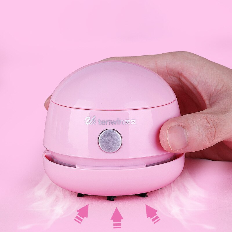 Tenwin Desktop Electric Vacuum Cleaner Desk Set Auto Mini Portable Cordless Dust Sweeper For Kids Office School Supplies