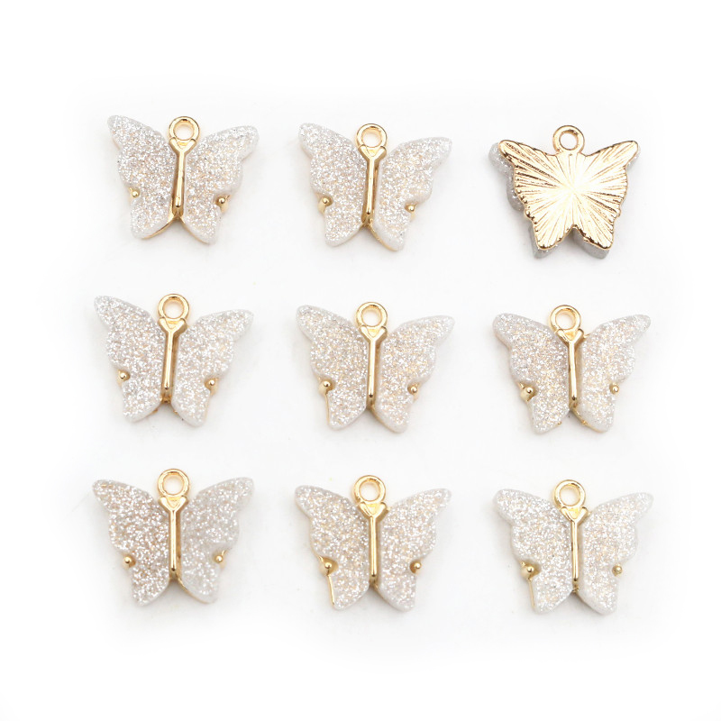 10 Uds. De 14x16mm acrílico mariposa encantos colgante de aleación de Metal para collar pulsera DIY accesorios de fabricación de joyas: Oro champán
