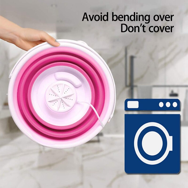 Folding Laundry Tub Basin Portable USB Mini Washing Machine, Automatic Clothes Washing Bucket for Home Camping 5V