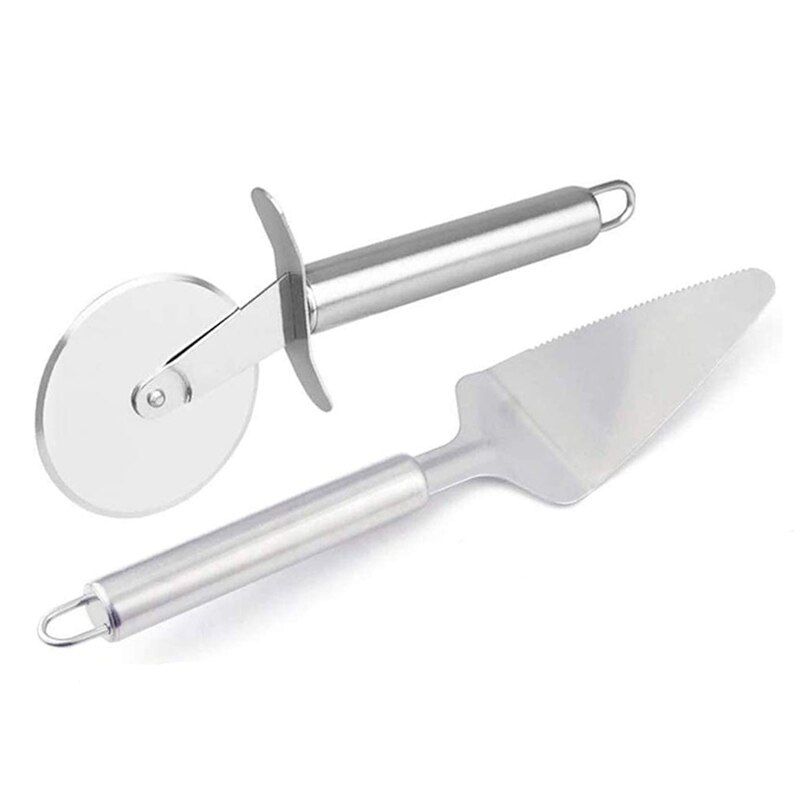 Pizza Cutter Wheel Kit with Shovel Stainless Steel Pizza Pies Wheel Slicer: Default Title