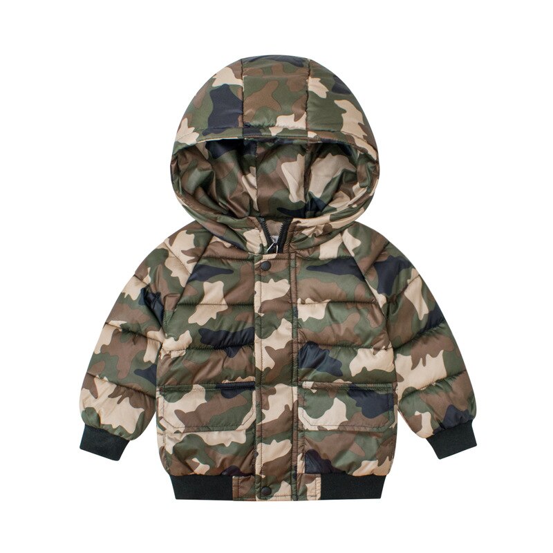 Winter Kinderen Warm Katoenen Jas Hooded Camouflage Print Baby Jas Mode Jongens Katoen Gewatteerde Jas Ruimte Licht Jas Kleding