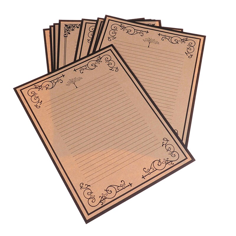 8 hojas/conjunto de papel de escritura de estilo Vintage europeo carta papelería Kraft Oficina suministros