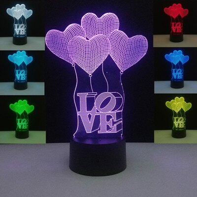 I LOVE YOU 3D LED Sweet Lover Heart Shape Glow in the dark for Valentine's Day Christmas Home Decor: No Remote control