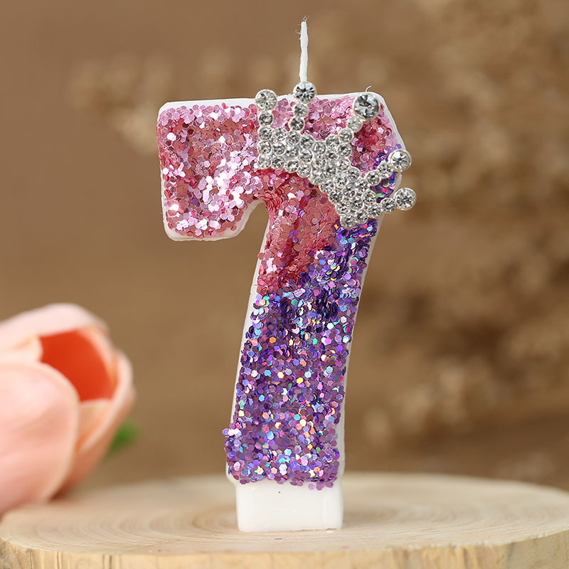 Bougies numéro 8, décoration de gâteau pour filles, bougies d'anniversaire à paillettes, couronne de princesse, bougie numérique, fournitures de fête d'anniversaire: jaune clair