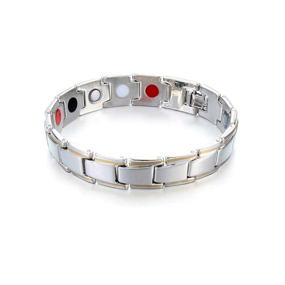 thérapeutique énergie guérison Bracelet thérapie Bracelet magnétique détachable Bracelet Acupoint Massage hommes Bracelet bijoux: Silver Gold