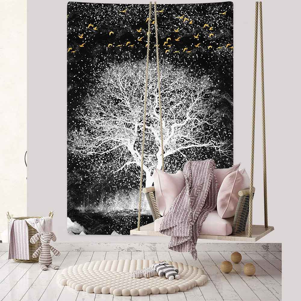 Simsant Tree of Life Tapestry Black and White Tree Bohemia Art Wall Hanging Tapestries for Living Room Home Dorm Decor Banner: Default Title
