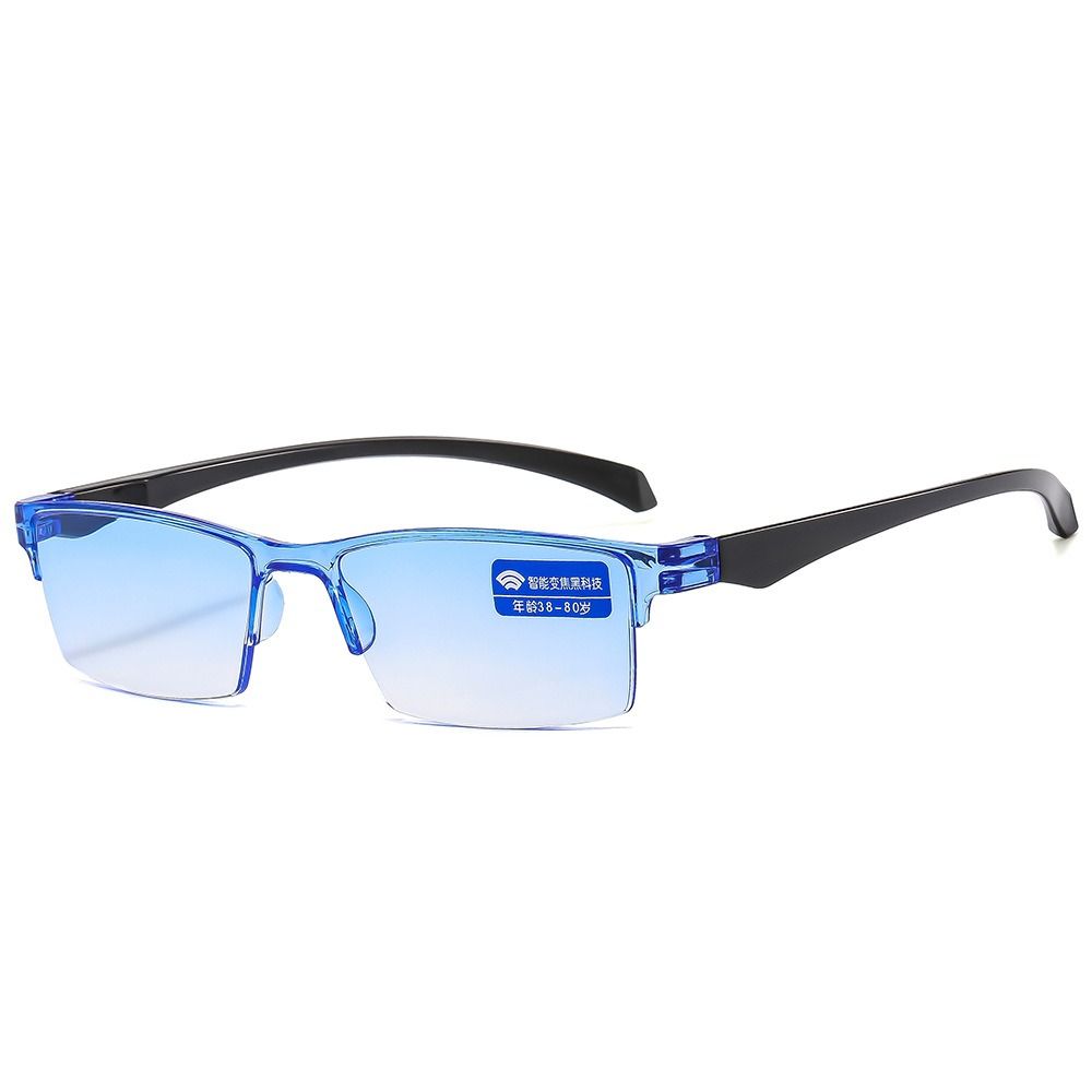 Gafas de lectura con Zoom automático para hombre y mujer, lentes de lectura inteligentes con Anti rayos azules, autoenfoque, potencia, Media llanta, para ordenador: Negro