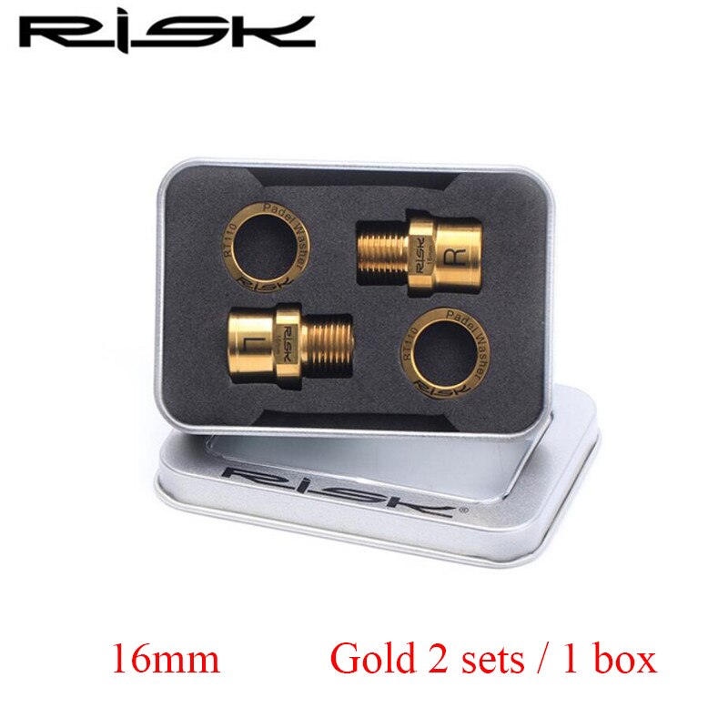 RISICO Titanium Fiets Pedaal Verlengen Bouten Axiale Core MTB Mountain Road Pedaal Lager Extender Axiale Converter Pedaal Extension: 16mm Gold