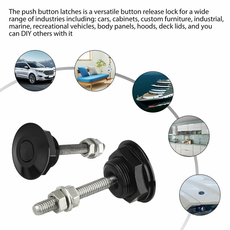 2 Stuks Universele Hood Pin Motorkap Lock - Quick Release Drukknop Vergrendeling 32mm