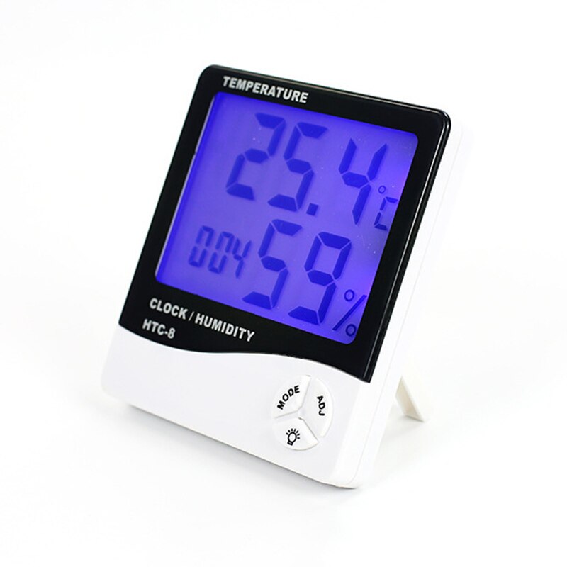 Digitale thermometer, hygrometer voor binnen en buiten met lcd-scherm, temperatuur-vochtigheidsmeter, 1 stuk: Htc -8 achtergrondverlichting