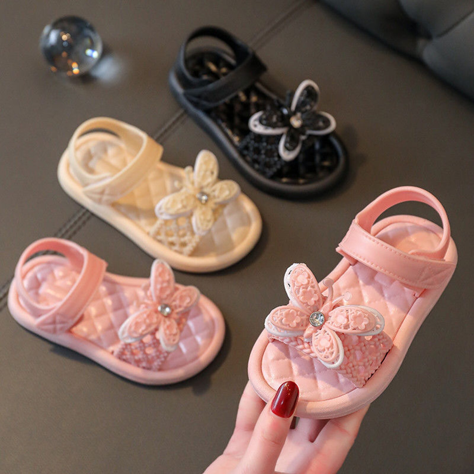 Mädchen Sandalen, Schmetterling Dekoration Nicht-Unterhose Weiche Sohle Sommer Flache Schuhe drinnen draussen Schuhe
