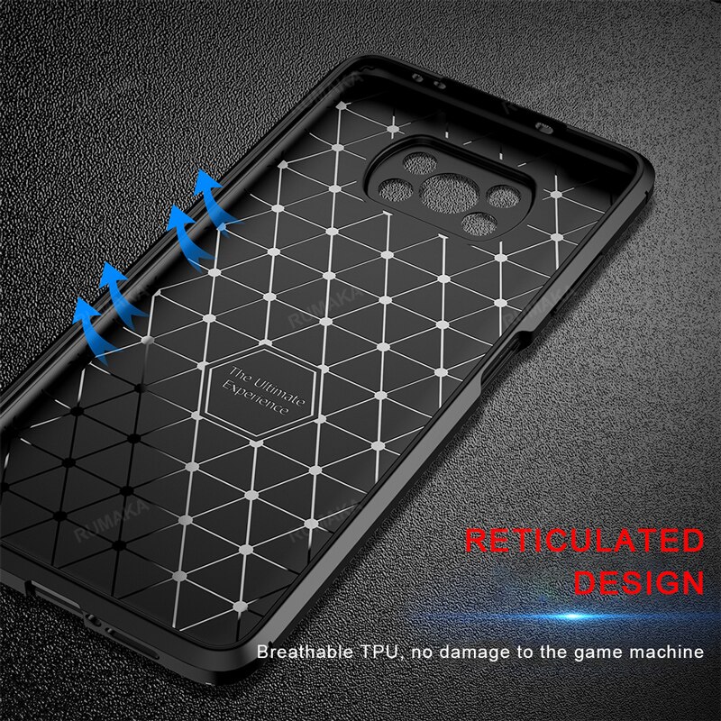 Shockproof Case For Xiaomi Poco X3 NFC Case Carbon fiber texture Soft Silicone Rubber Back Cover For Xiaomi Poco M3 phone case