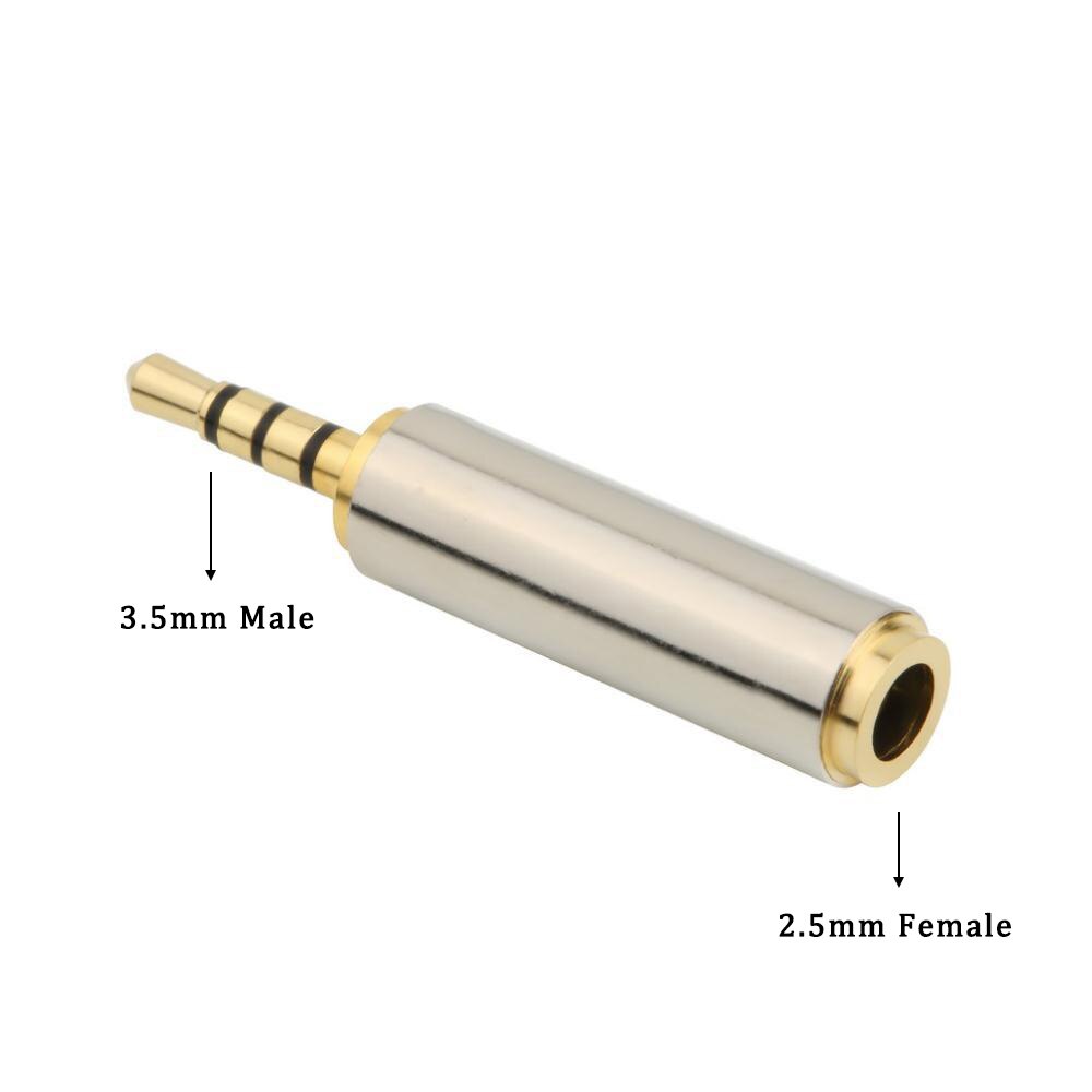 1Pcs Gold 3.5 Mm Naar 2.5 Mm/2.5 Mm Naar 3.5 Mm Vrouw Audio Stereo Adapter Plug Converter hoofdtelefoon Jack Voor Nokia Oortelefoon Adapter: 3.5mm to 2.5mm