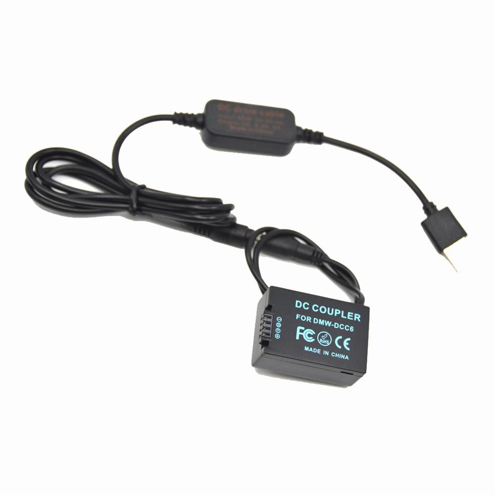 Batterie d'alimentation 5V USB câble + DMW-DCC6 DMW-BMB9 batterie factice pour Panasonic Lumix DMC-FZ45 FZ47 FZ48 FZ60 FZ70 FZ72 FZ100 FZ150 caméra