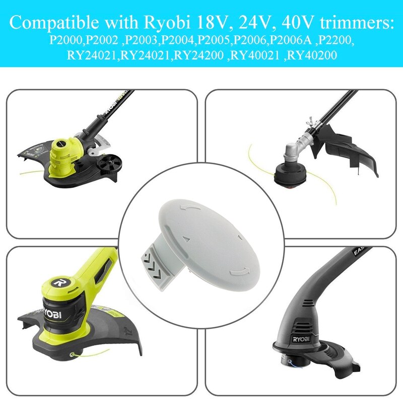 6 Pack AC14HCA Spool Cap, Replacement Spool Cap For Ryobi One+ 18V, 24V, 40V Cordless Trimmers