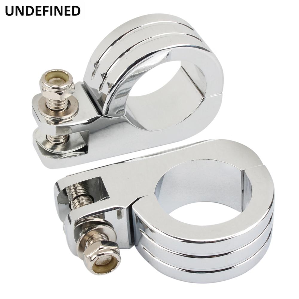 Chrome Motorcycle Highway Foot Peg Mount Clamp Engine Guard Crash Bar 1.5" For Harley Honda Chopper Bobber Custom Universal