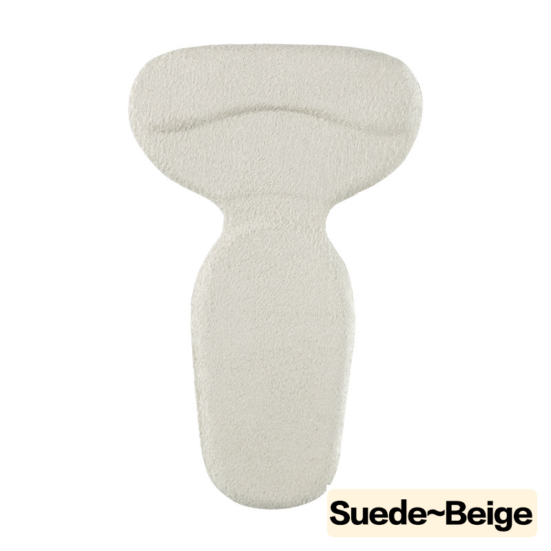 1 pair Gel Foot Care Orthopedic Insole Brand T-Shape Silicone Non Slip Cushion Foot Heel Protector Liner Shoe Insole Pads: Suede-Beige