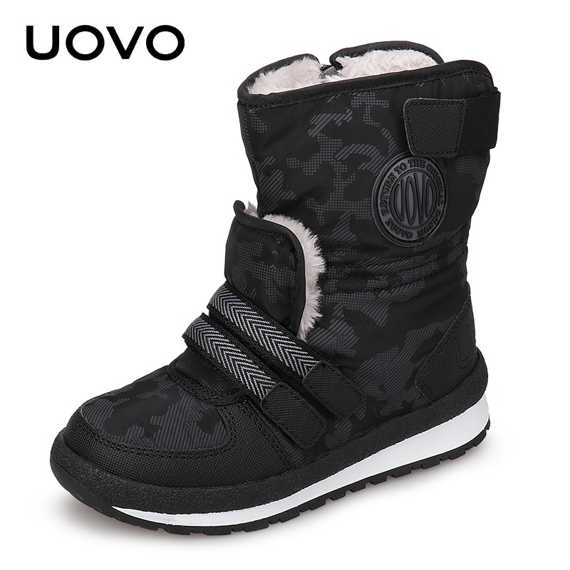 UOVO nouvelles bottes d'hiver pour enfants pour garçons et filles chaussures d'hiver chaudes mi-mollet chaussures pour enfants taille 30 #-38 #
