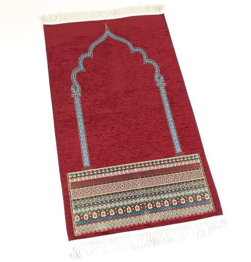 Sade Plus Chenille Gebedskleed (Claret Red Moslim Islamitische سجاد صلاة مسلم هدية إسلامية Sijad Salat Moslim Hadiat 'Iislamia