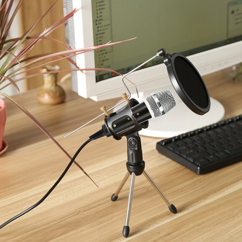 Metal Foldable Microphone Tripod Stand Boom Arm Desktop Microphone Stand Holder with Shock Mount Mic Holder Clip and Filter