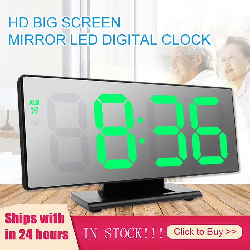 LED Mirror Digital Alarm Clock Electronic Watch Table Nordic Style Multifunction Snooze Night Display LED Desktop Alarm Clocks