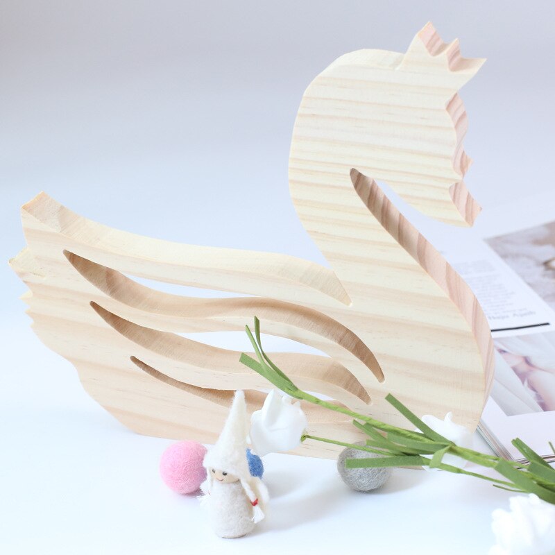 2Pcs Natural Wooden Swan Cute Animals Blocks Toy Emulation Swan Models Baby Kids Learning Toys Special for Children