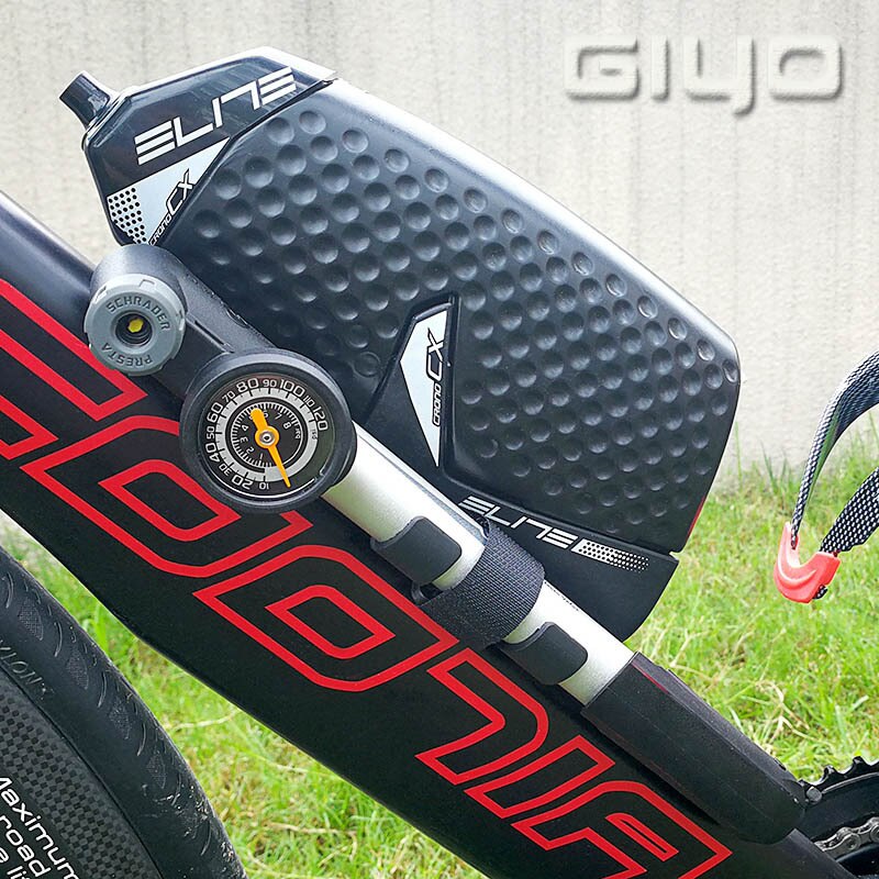 Giyo draagbare mini mtb fietspomp met manometer 120 psi hogedruk handpomp voor fietsen, fietsbandenpomp gp -43ca