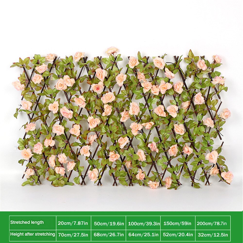 Garden Fence Willow Wooden Hedge With Artificial Flower Leaves Garden Decoration Screening Expanding Trellis Privacy Screen: D