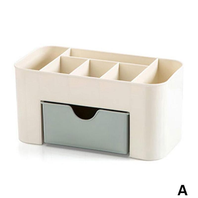 Multifunktionell skrivbordsarrangörslåda i plast med låda smycken färg kosmetikafodral smink bomullsförvaring 3 pinnar hållare de  y7 k 7: A