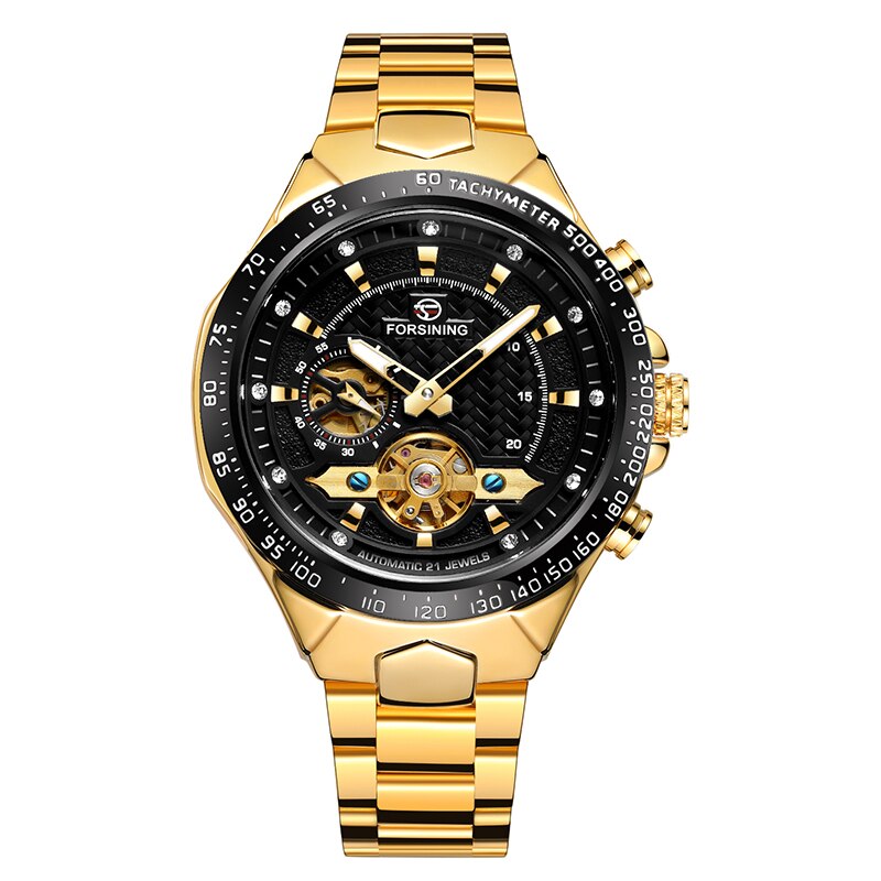 Forsining Classic Heren Mechanische Horloges Automatische Mannelijke Klok Blauw Rvs Waterdichte Business Klok Relogio: Gold Black