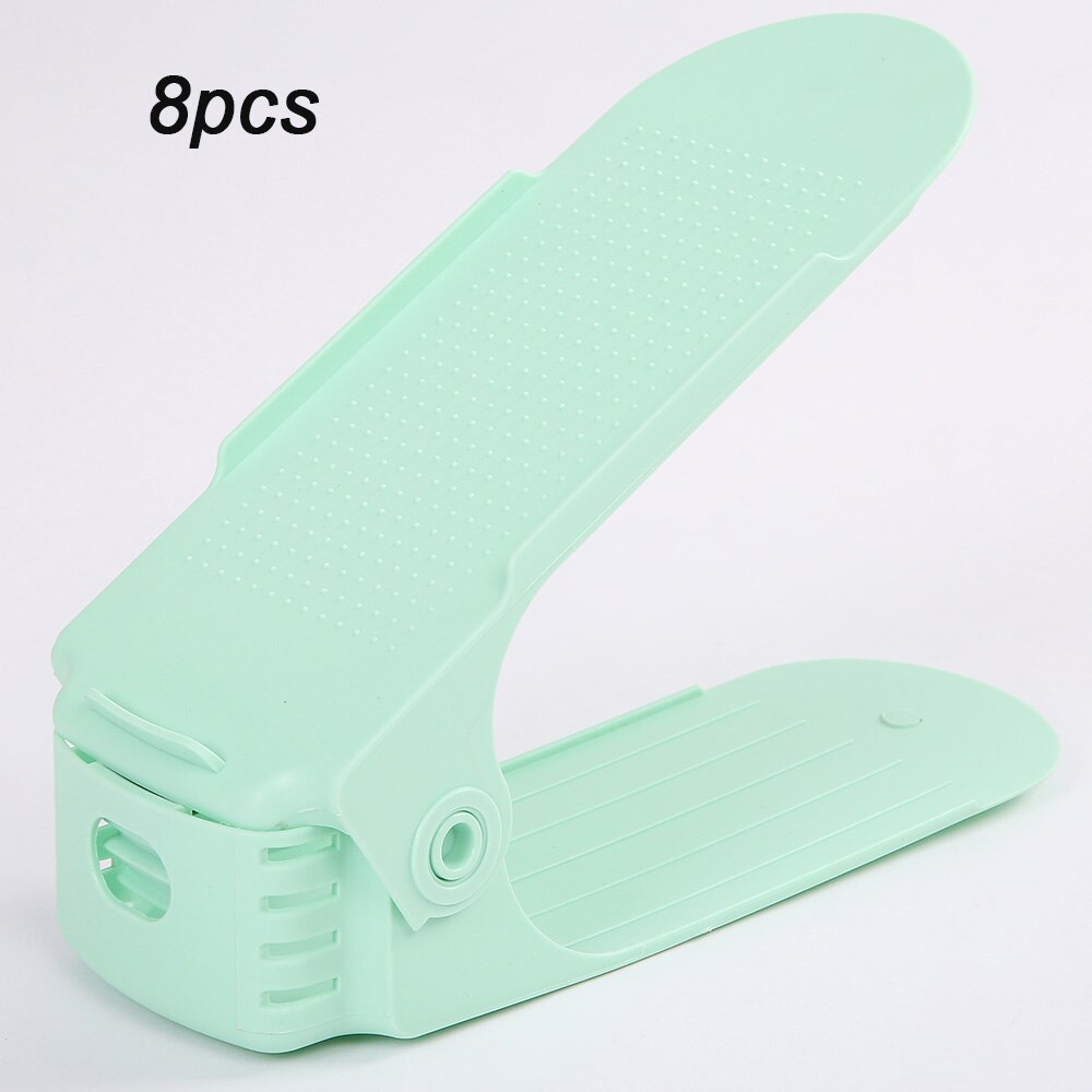 8 stuks verstelbare dubbele schoenenorganizer moderne schoonmaak opbergrek plastic woonkamer organizers schoenendoos standaard beugel schoenendoos: 8 stuks groen