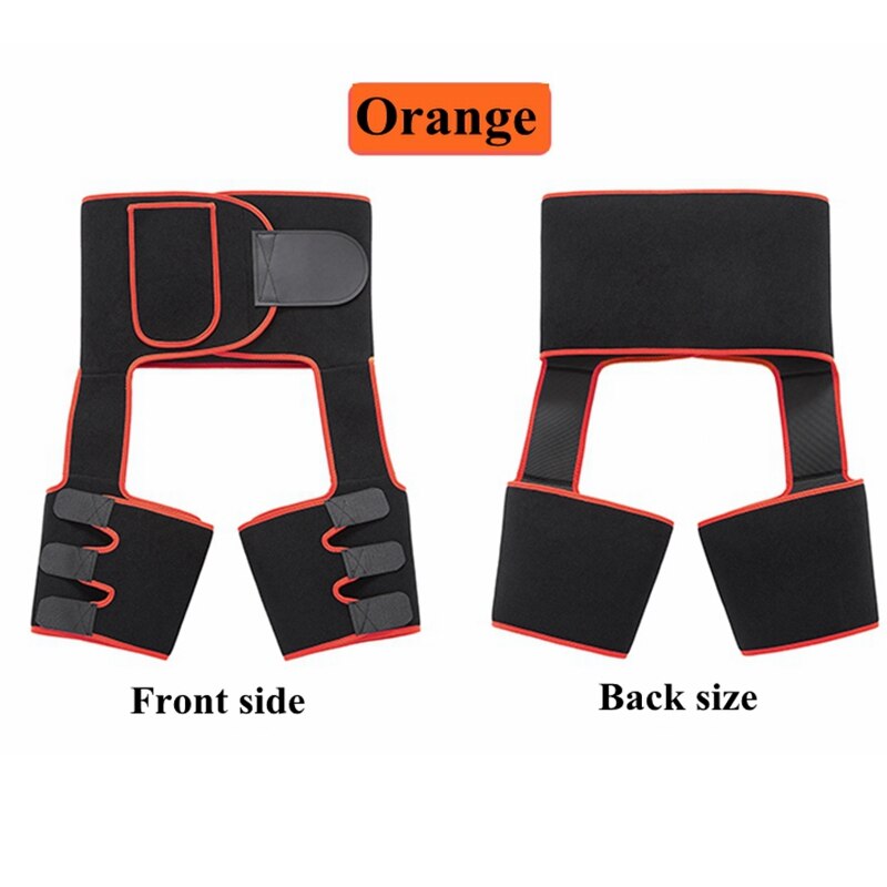 Recortador de muslo de cintura alta 3 en 1 y levantador de glúteos neopreno rutina ejercicios para adelgazar cinturón de bolsillo mujeres entrenador de cintura pérdida de peso pierna Shaper: Orange 1031 / M