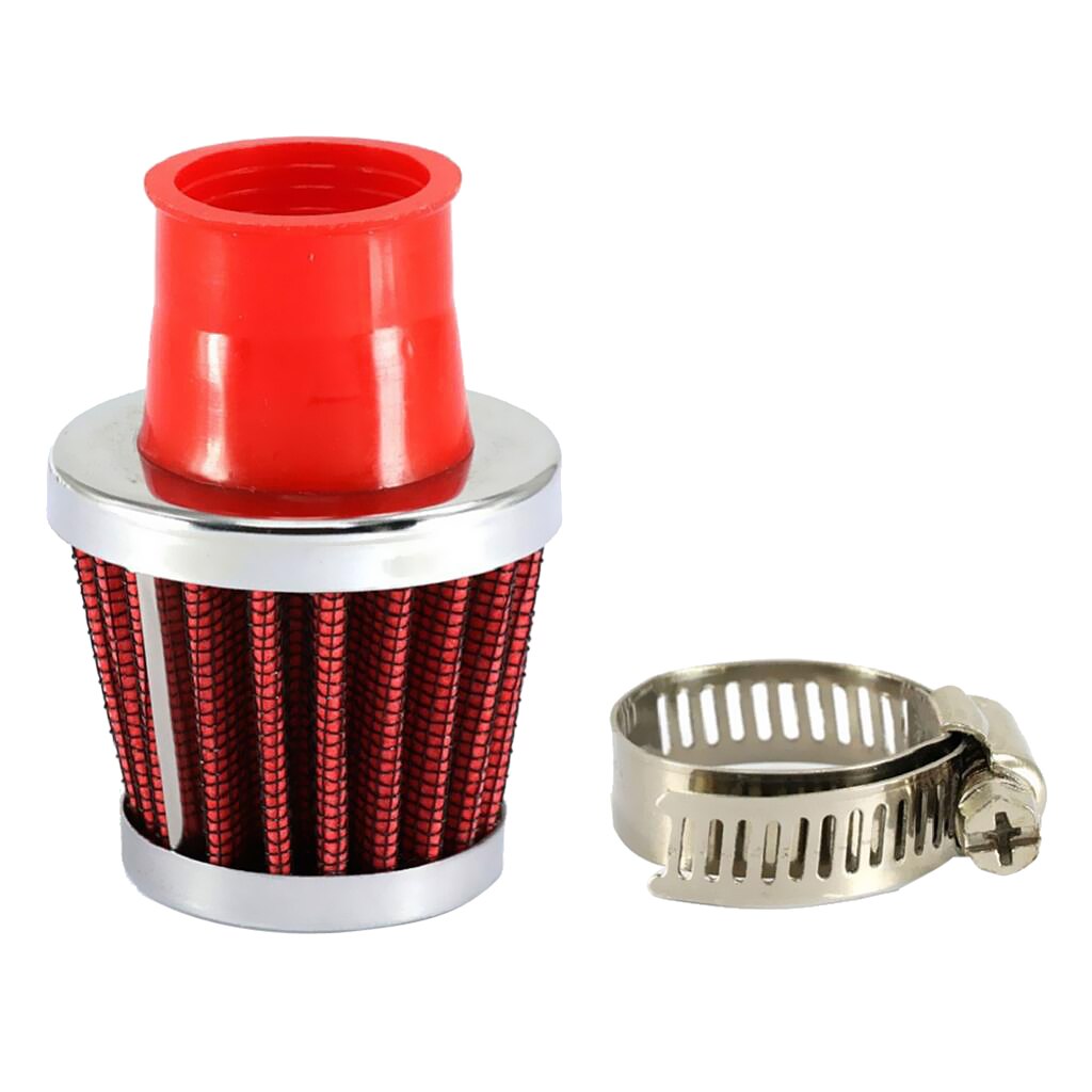 Red 25mm Connector Car Cold Air Intake Breather Filter Cleaner