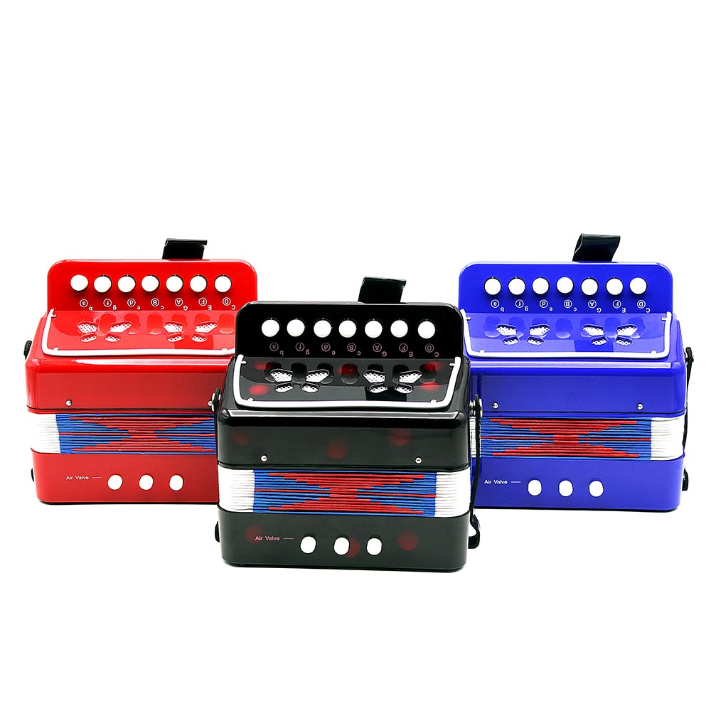 Mini 7-Key Accordion Durable 2 Bass Accordion Educational Musical Instrument Toy for Amateur Beginner Best Black