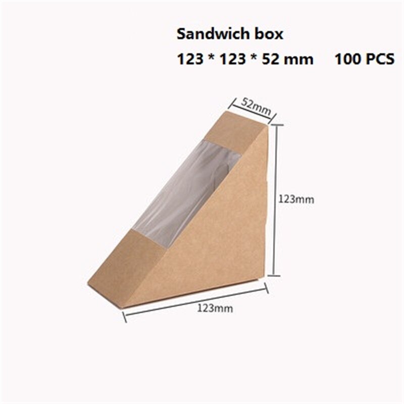 Kraft Paper Sandwich Box Triangle Paper Box Open Window West Point Bakery Food Packaging Packing Box
