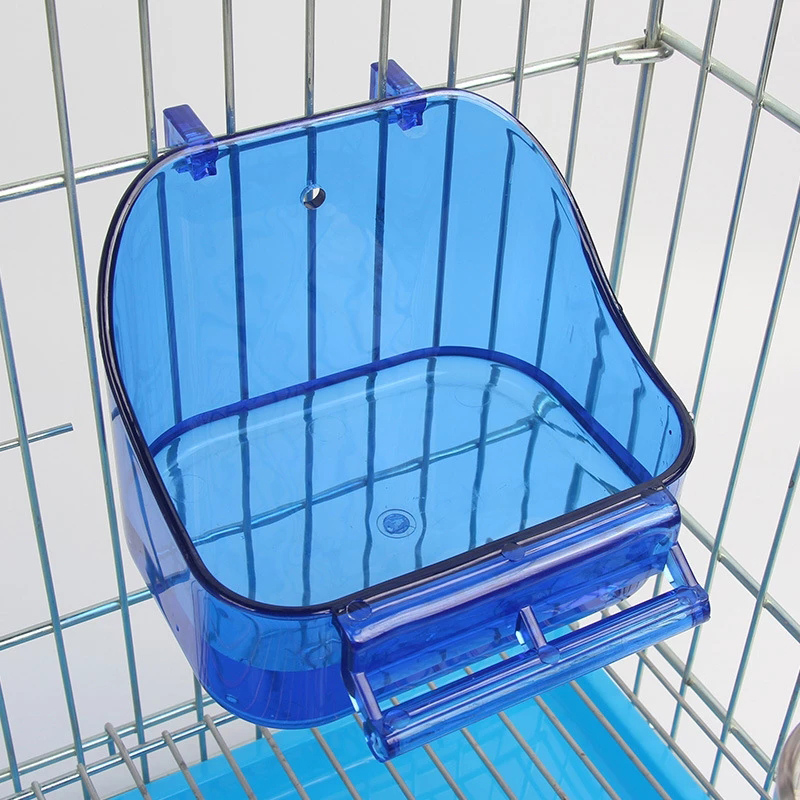 Cuenco de plástico para pájaros colgante en la jaula, comedero para loros, palomas, hámster, taza de agua con gancho, bañera para mascotas pequeñas, suministros para mascotas