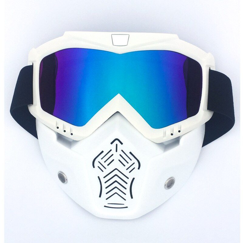 Neve óculos de esqui snowmobile óculos de proteção ao ar livre máscara de esqui snowboard óculos à prova de vento motocross ciclismo eyewear: White blue