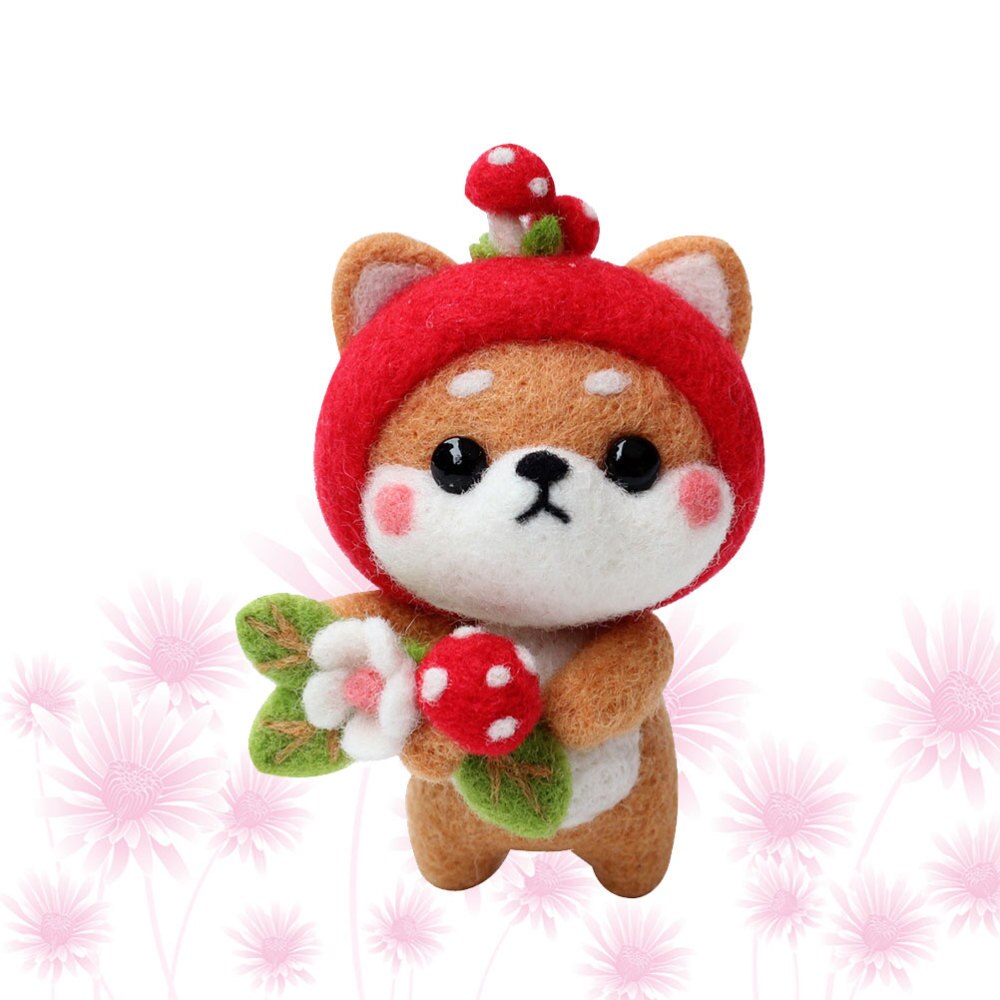 Kit de fieltro de lana para niños y adultos, Kit de aguja para manualidades de felpa de perro de dibujos animados, suministros de fieltro, manualidades de manualidades para el hogar, (Akita)